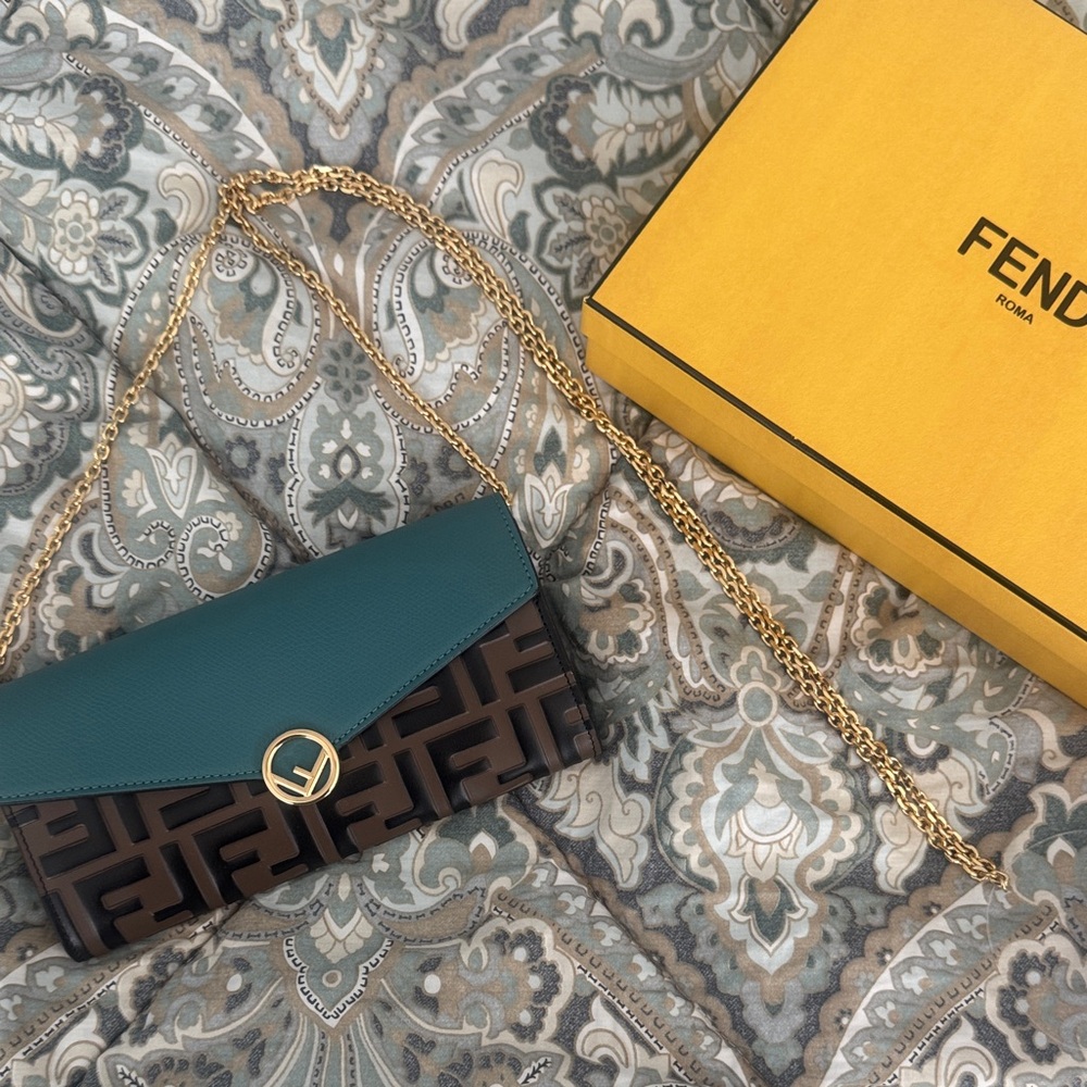 NWT Fendi Teal and Brown WOC